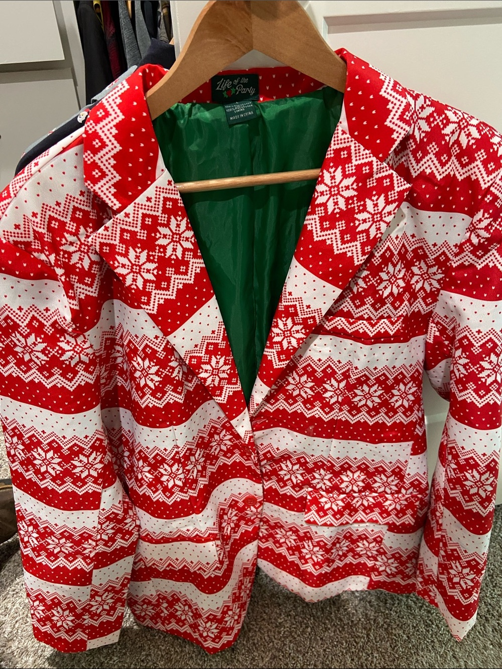 Light Up Christmas Blazer! Festive Red and White Pattern, EUC, Size Large